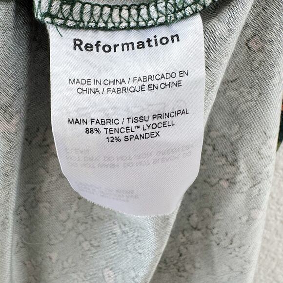 Reformation Edita Knit Dress Coriander Green Floral Tie Strap Midi Size XS - Picture 5 of 5